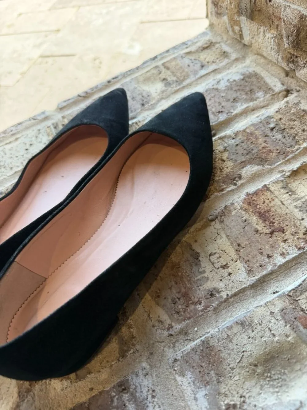 J.Crew Pointed-toe Flats In Suede Black Women's size 10 classic business casual